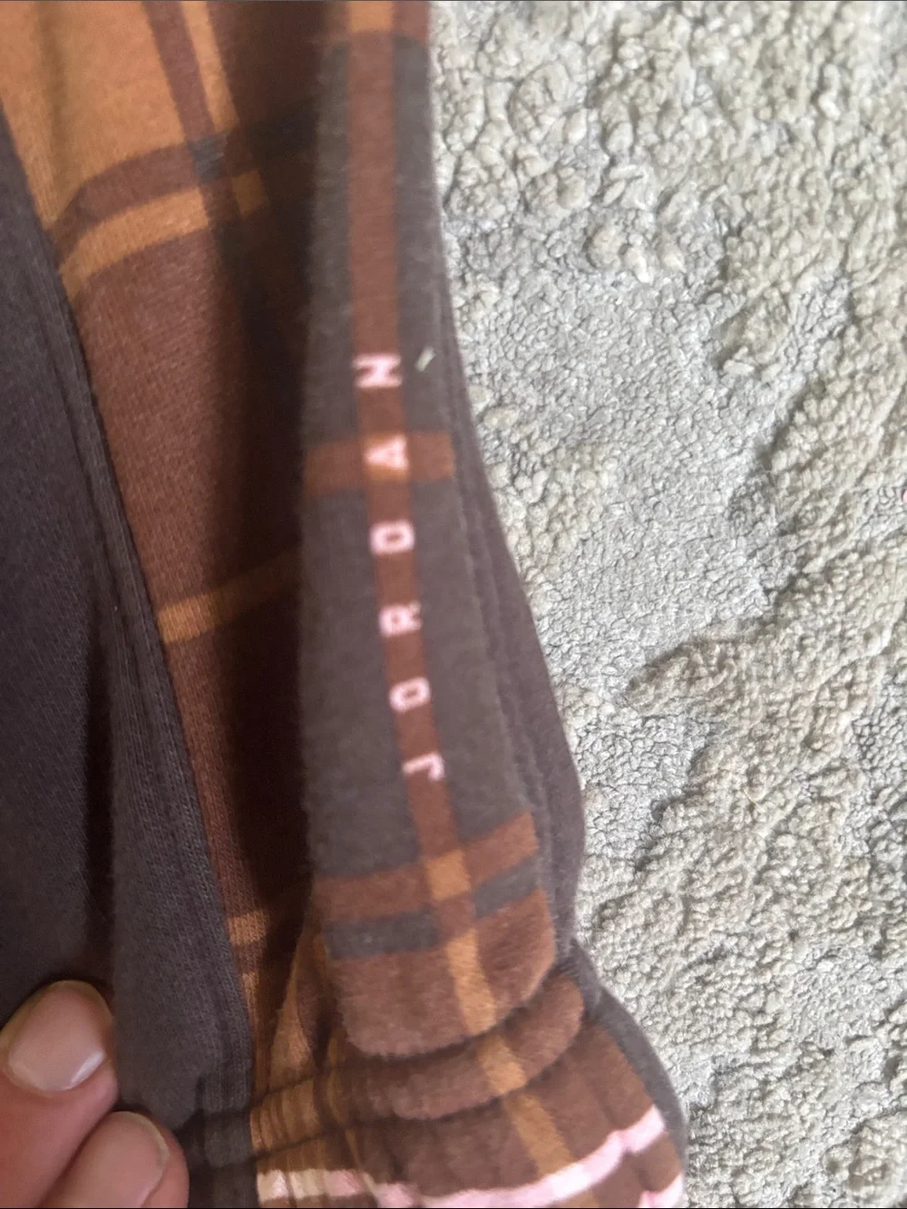 Jordan Brown Joggers with Plaid Side Panels